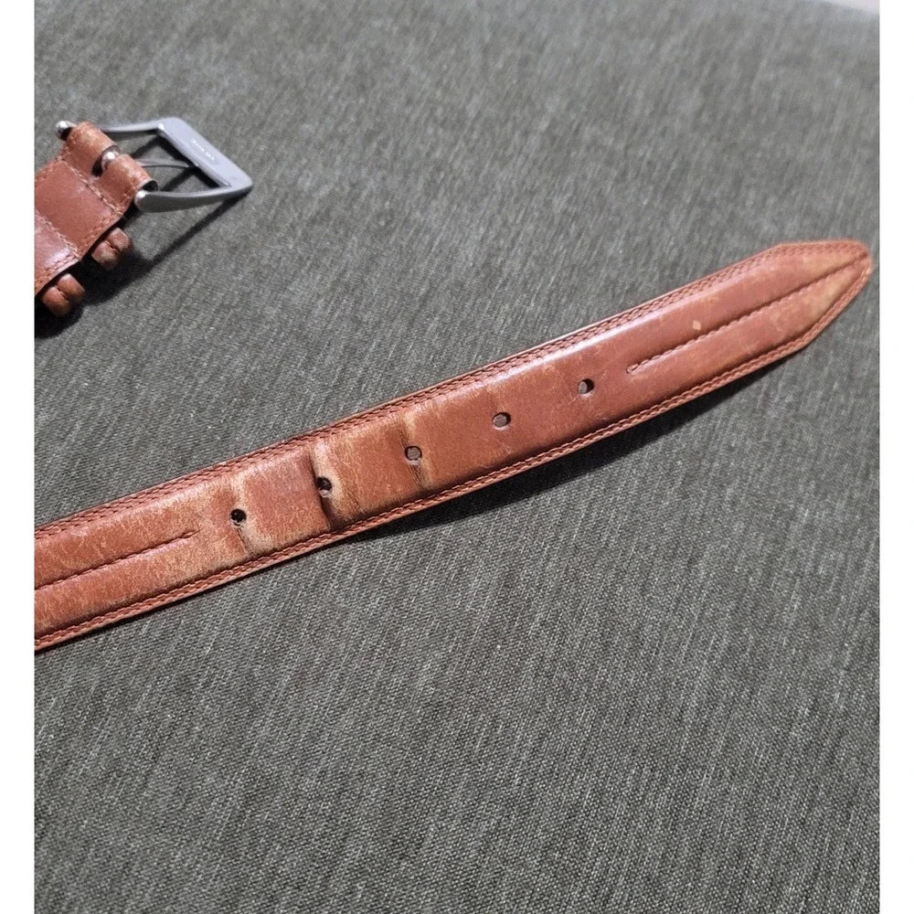 Allen Edmonds Men's Brown Solid Brass Buckle‎ 32564 Calfskin Belt Size 38 USA